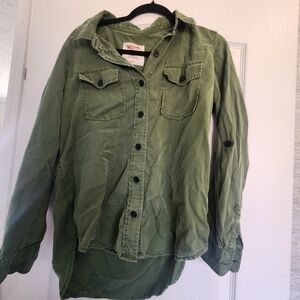 Mossimo Womens Supply Co. Olive Green Button-Down Shirt M Euc